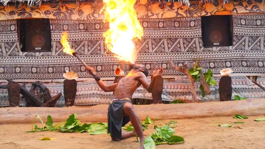 Fiji: Sunset River Cruise & Island Fire Dance Experience - Fire walking before dinner entertainment